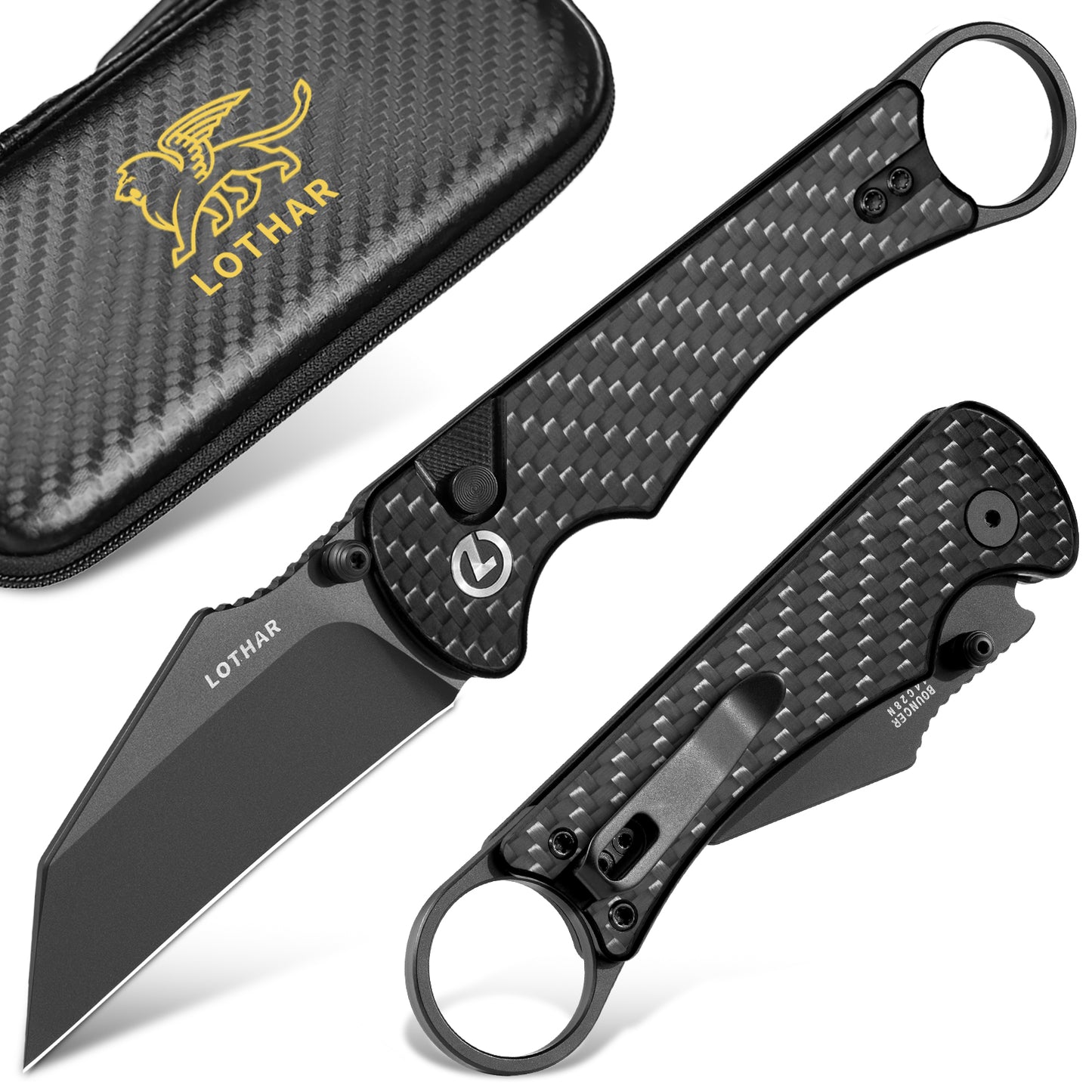 LOTHAR BOUNCER 2,48" 14C28N Stahl taktisches Klappmesser mit Micarta-Griff, umkehrbarer Taschenclip