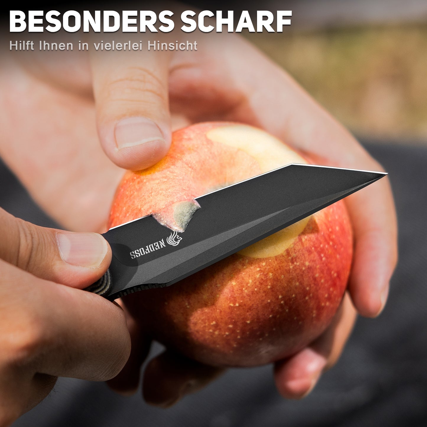 NedFoss PIONEER Jagdmesser, 8.5cm 14C28N Stahl Full Tang legales Outdoor Messer mit G10 Griff & Verstellbarer Clip, Kleines Survival Messer mit Kydexscheide, Bushcraft messer 42a konform, Edc Messer