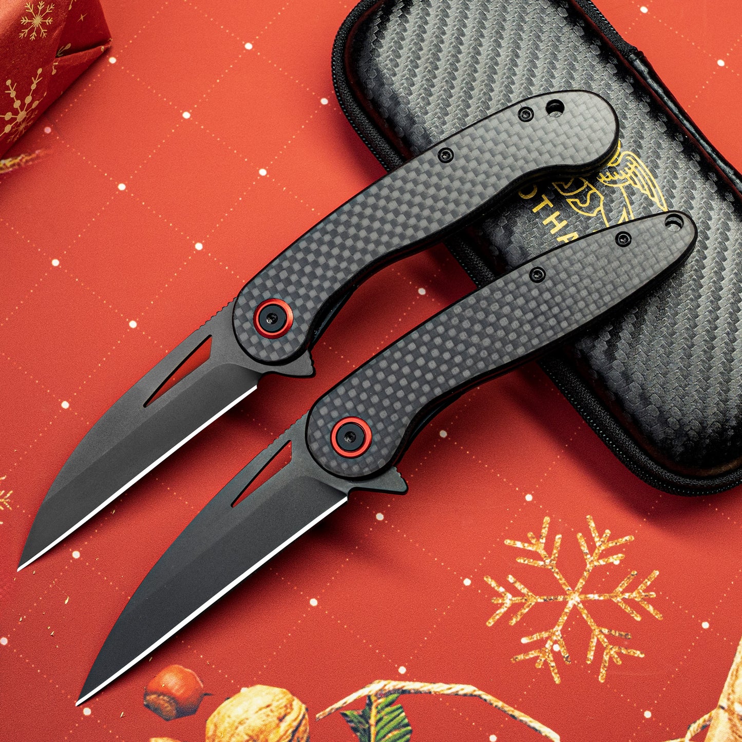 LOTHAR Seagull 3" D2 Stahlklinge Liner Lock EDC Messer mit Carbonfasergriff