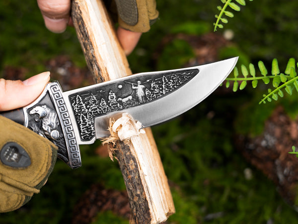 Nedfoss TIGER ROAR Zweihand- Klappmesser, TIGER  ROAR Taschenmesser mit Gürtelclip, EDC Messer mit Back Lock, Outdoormesser& Jagd klappmesser in schönes Design, scharf
