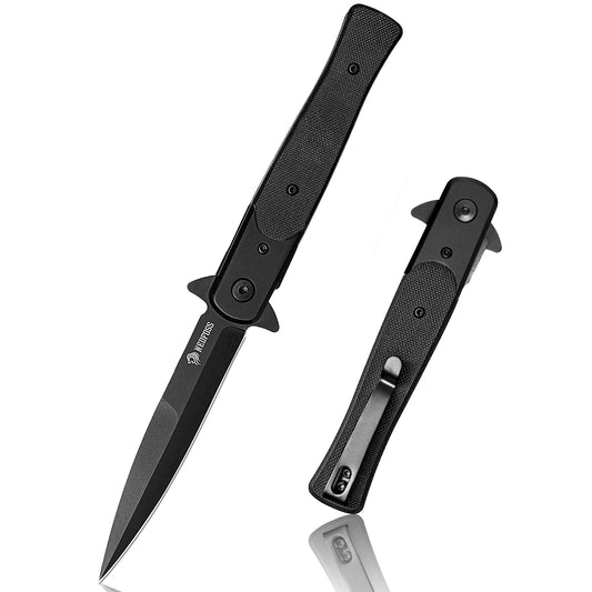 Nedfoss MERMAID Taschenmesser, 9.8cm D2 Stahl Klappmesser mit G10-Griff, Einhandmesser mit Gürtelclip, Vatertagsgeschenk
