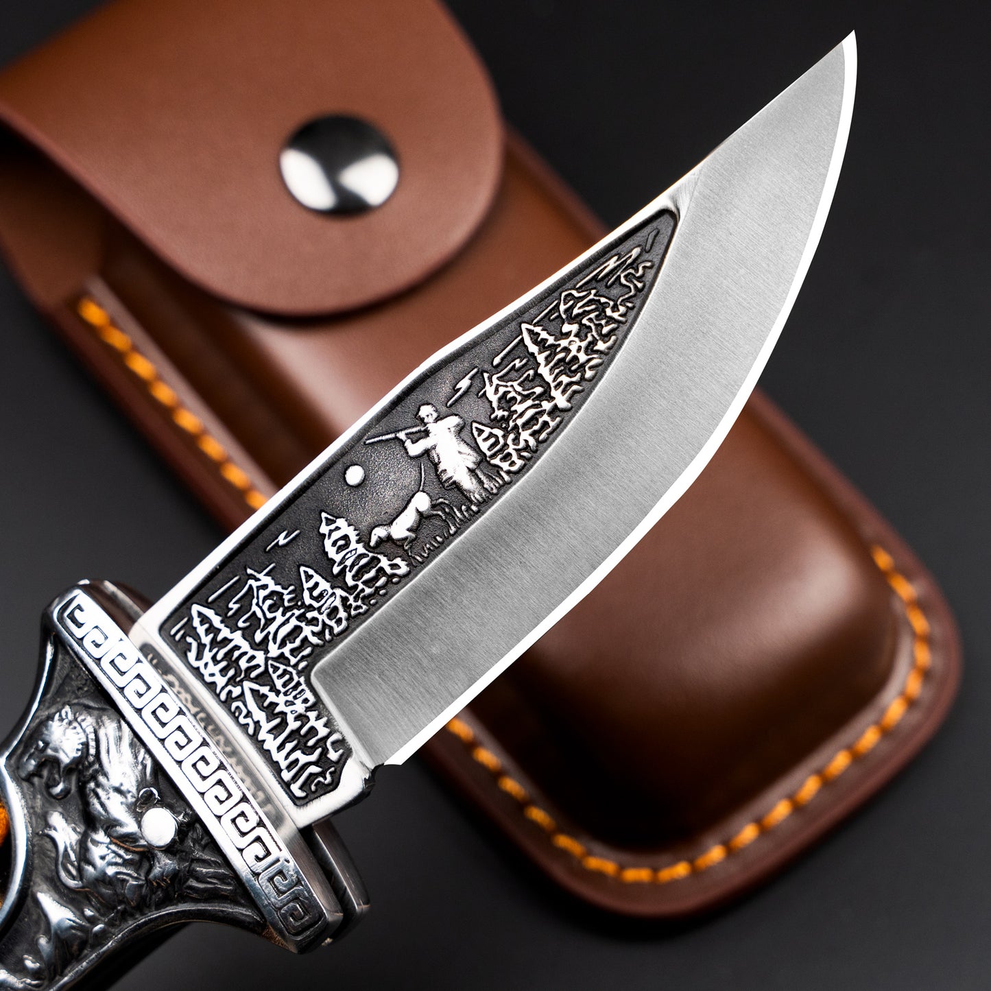 Nedfoss TIGER ROAR Zweihand- Klappmesser, TIGER  ROAR Taschenmesser mit Gürtelclip, EDC Messer mit Back Lock, Outdoormesser& Jagd klappmesser in schönes Design, scharf