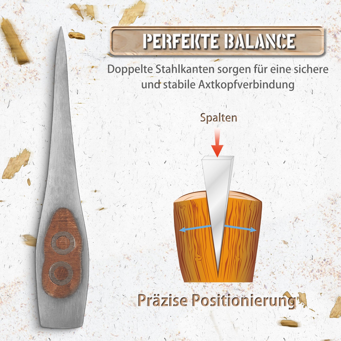 Nedfoss RF38 Axt, 38cm Camping Axt, Wikinger axt, Beil axt mit Holzgriff, Outdoor axt mit Scheide, bushcraft axt, spaltaxt, Hatchet, Scharfe Camping Axt, Universalaxt, Hochwertige Campingbeil für Garten&Outdoor