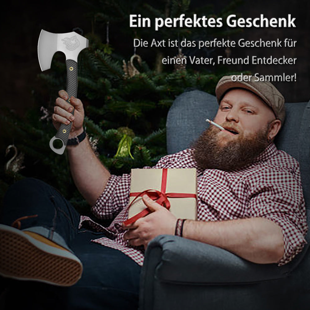 NedFoss VIKINGS Tomahawk, 31.5cm Full Tang Tactical Axt, Scharfe  Wikinger Axt mit G10 Griff, Tomahawk Axt, Kampfaxt, Taktische Axt, Camping Axt, Axt Survival, Streitaxt, Bartaxt, Axt Wikinger mit Scheide